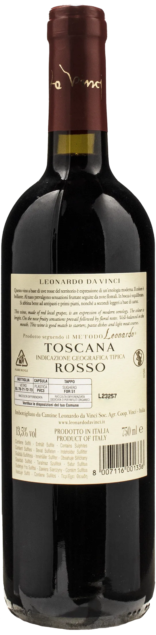 Leonardo da Vinci Vitruviano Toscana Rosso 2022