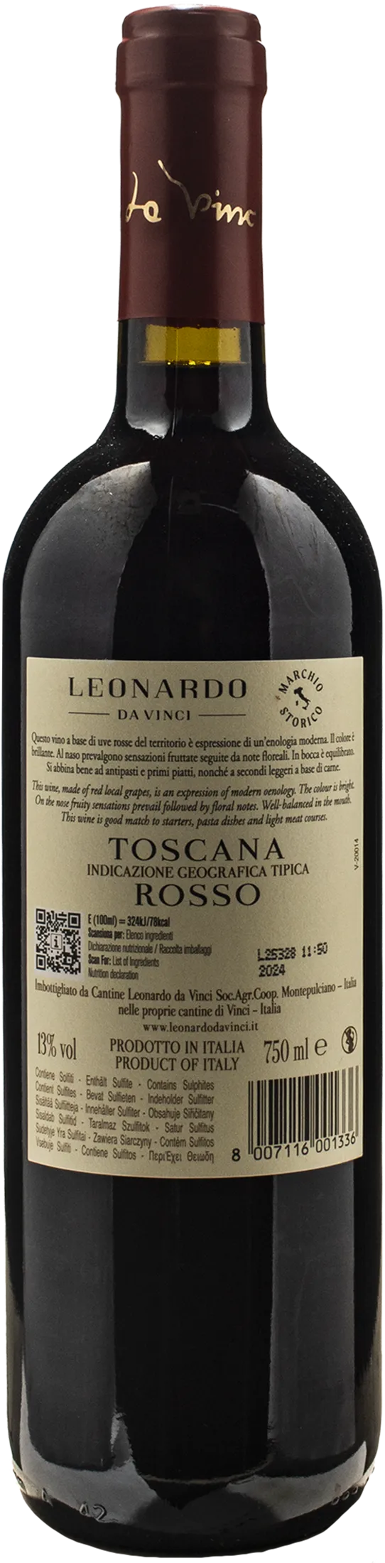 Leonardo da Vinci Vitruviano Toscana Rosso 2024