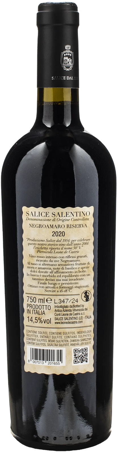 Leone De Castris Salice Salentino Negroamaro 50°V Riserva 2020