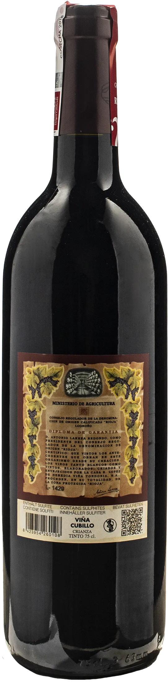 Lopez de Heredia Vina Cubillo Tinto Crianza 2018