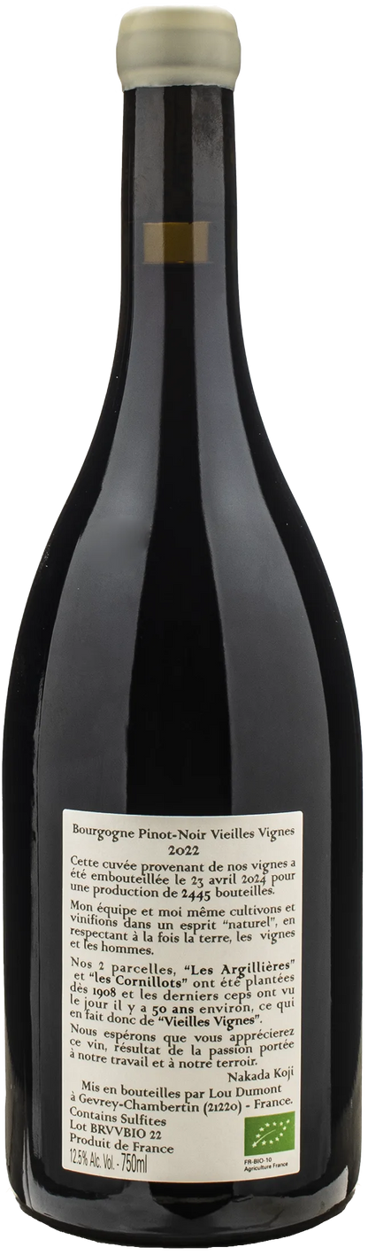 Lou Dumont Koji Nakada Bourgogne Pinot Noir Vieilles Vignes Etichetta Bianca 2022