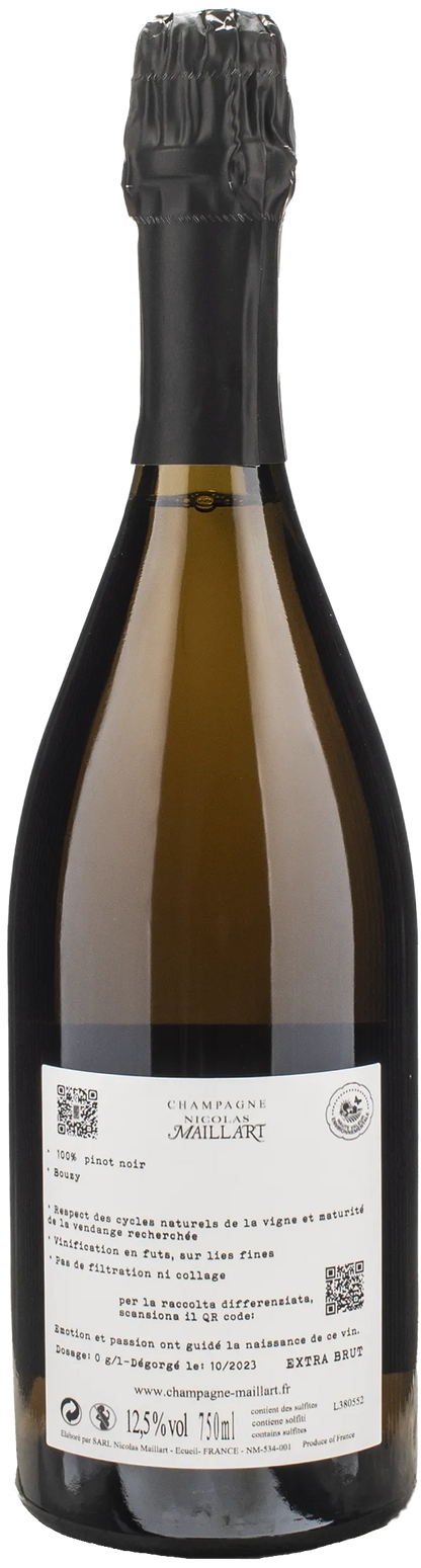 Nicolas Maillart Champagne Grand Cru Pinot Noir Bouzy Jolivettes Extra Brut 2019