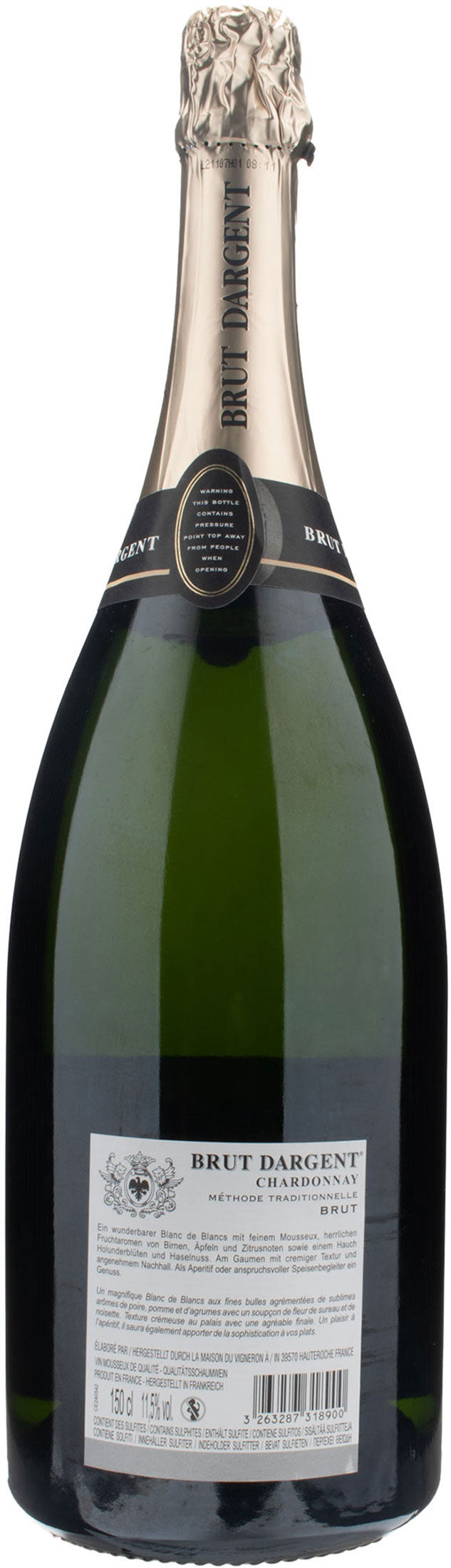 Maison du Vigneron Brut Dargent Blanc de Blancs Methode Traditionnelle Brut Magnum