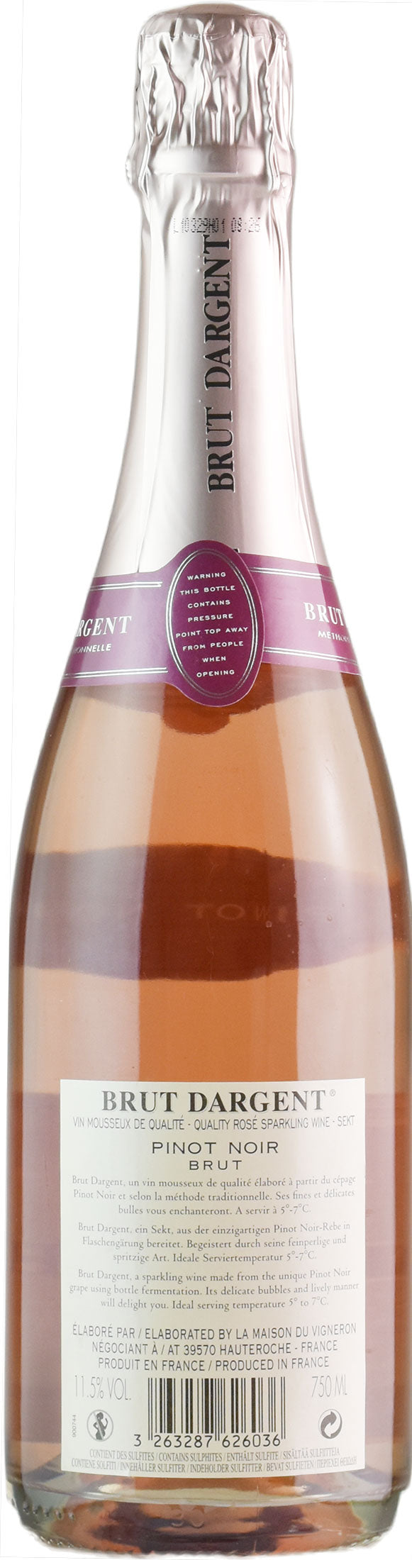 Maison du Vigneron Pinot Noir Brut Dargent Methode Traditionelle Brut Rosé 2019