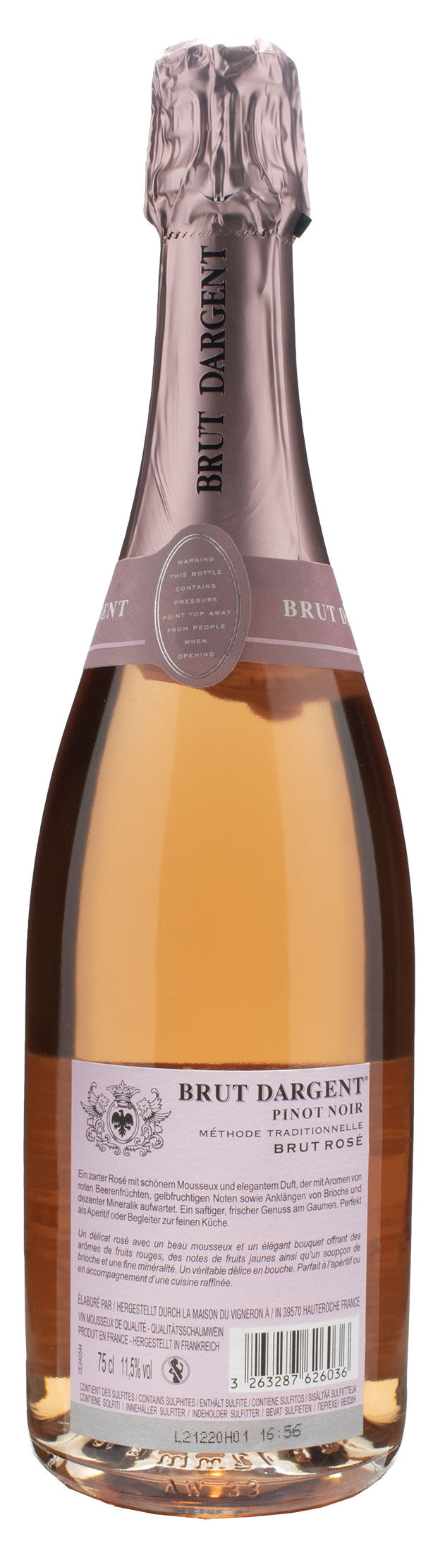 Maison du Vigneron Pinot Noir Brut Dargent Methode Traditionelle Brut Rosé