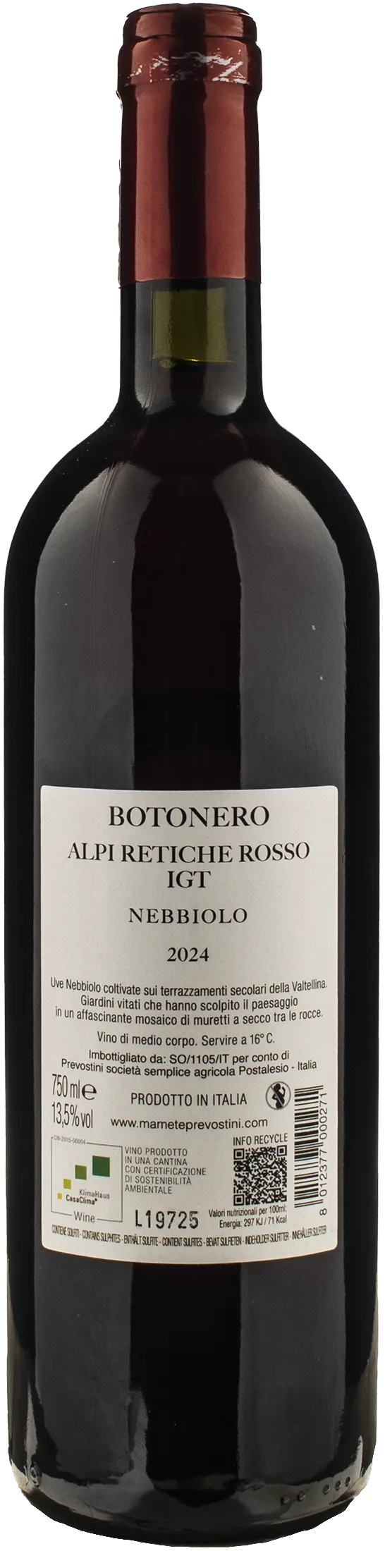 Mamete Prevostini Alpi Retiche Botonero Nebbiolo 2024