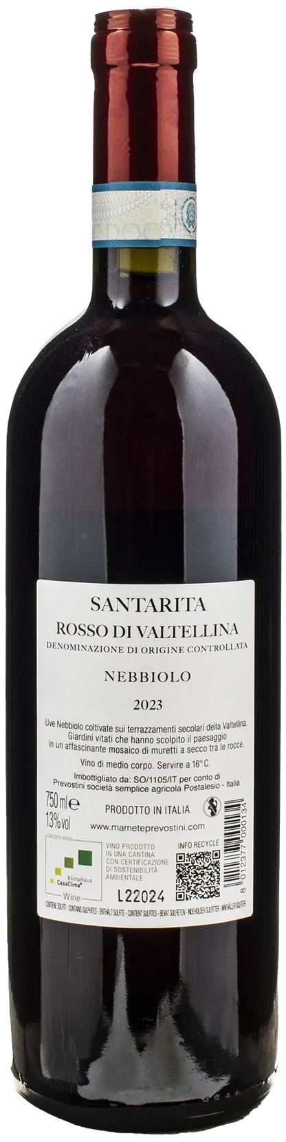 Mamete Prevostini Nebbiolo Rosso di Valtellina Santarita 2023