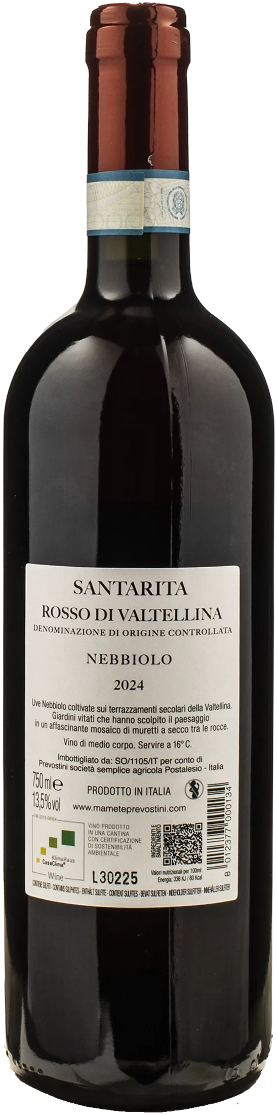 Mamete Prevostini Rosso di Valtellina Nebbiolo Santarita 2024