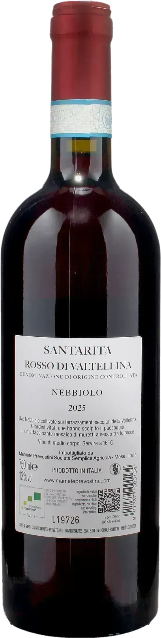 Mamete Prevostini Rosso di Valtellina Nebbiolo Santarita 2025
