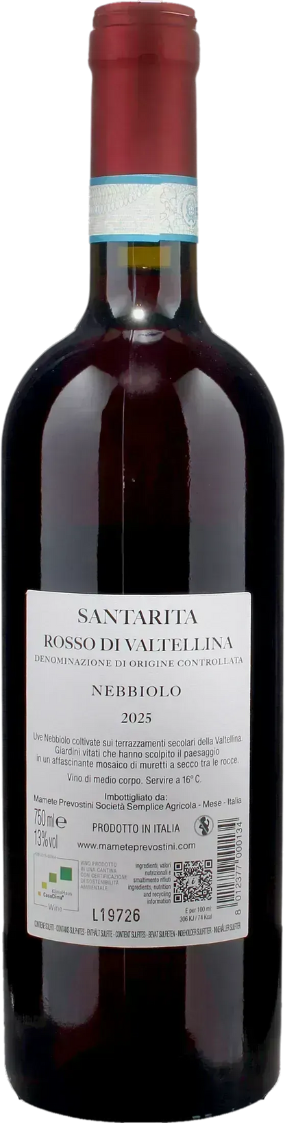 Mamete Prevostini Rosso di Valtellina Nebbiolo Santarita 2025