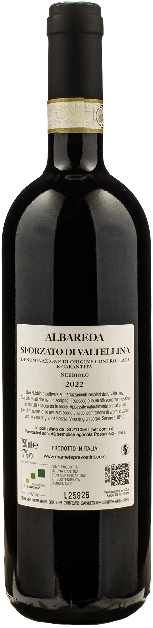 Mamete Prevostini Sforzato di Valtellina Albareda 2022