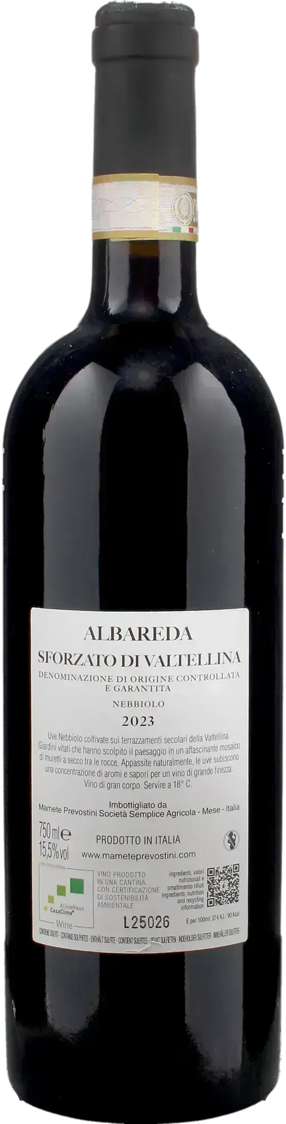 Mamete Prevostini Sforzato di Valtellina Albareda 2023