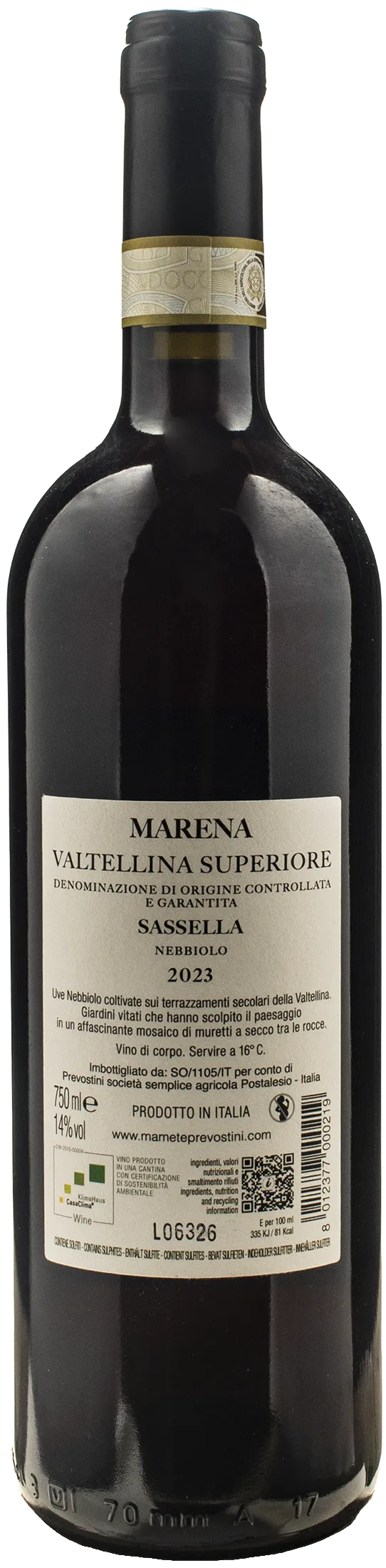 Mamete Prevostini Valtellina Superiore Sassella Nebbiolo Marena 2023