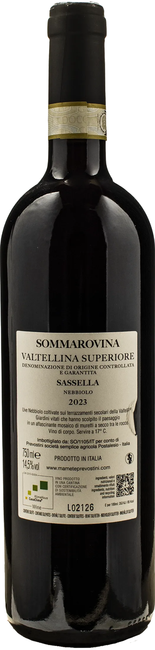 Mamete Prevostini Valtellina Superiore Sassella Sommarovina Nebbiolo 2023