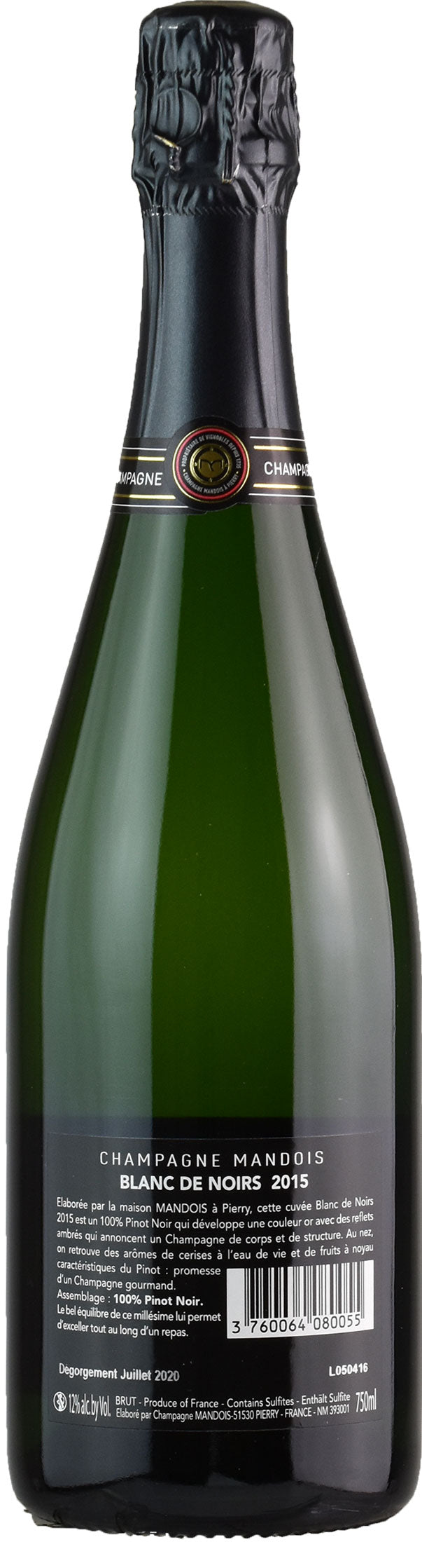 Mandois Champagne Blanc de Noir Brut Millesime 2015