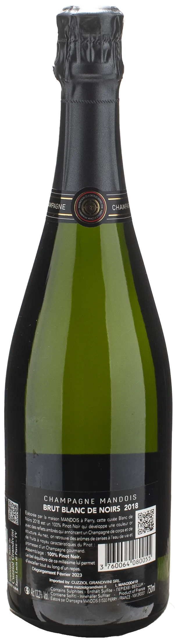 Mandois Champagne Blanc de Noir Brut Millesime 2018