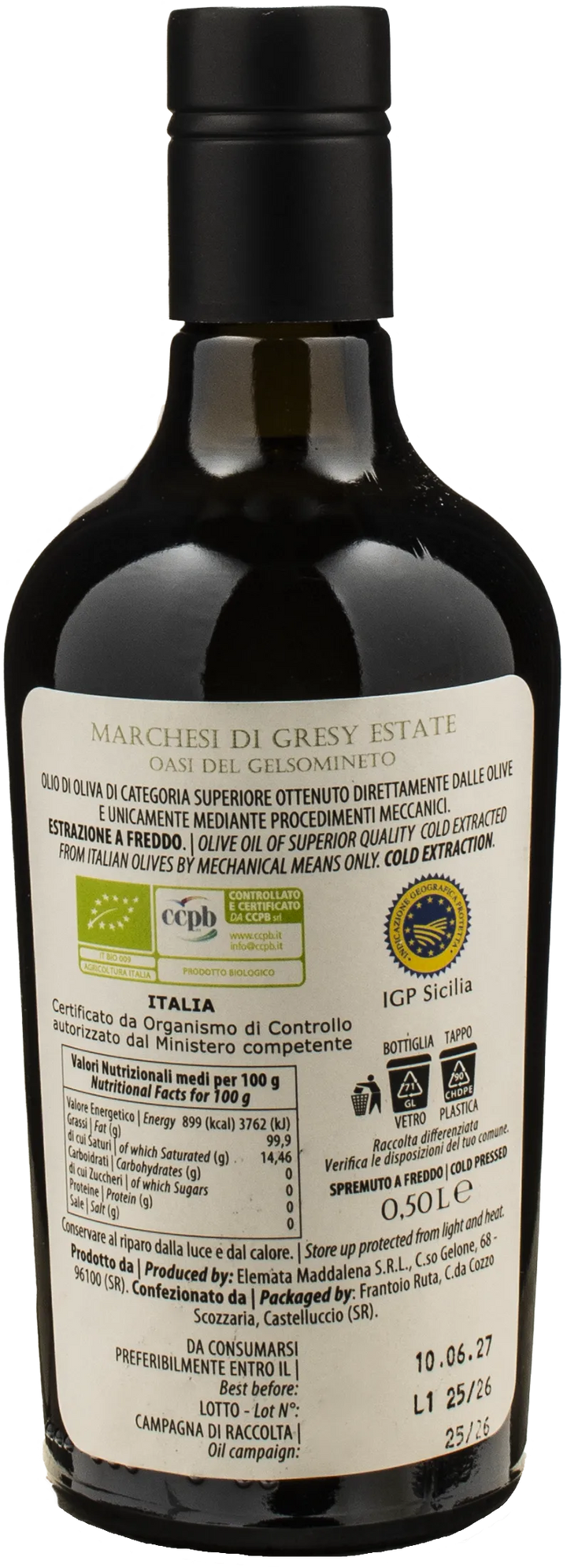 Marchesi di Gresy Oasi del Gelsomineto Extra Virgin Olive Oil 0.5L 2025