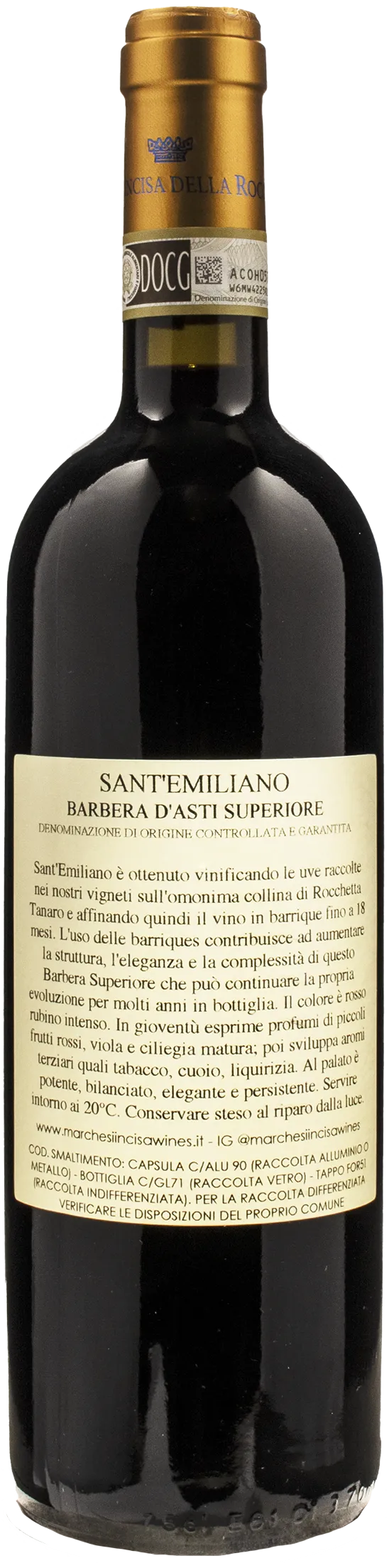 Marchesi Incisa della Rocchetta Barbera d'Asti Superiore Sant'Emiliano 2019
