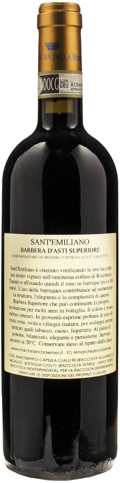 Marchesi Incisa della Rocchetta Barbera d'Asti Superiore Sant'Emiliano 2019