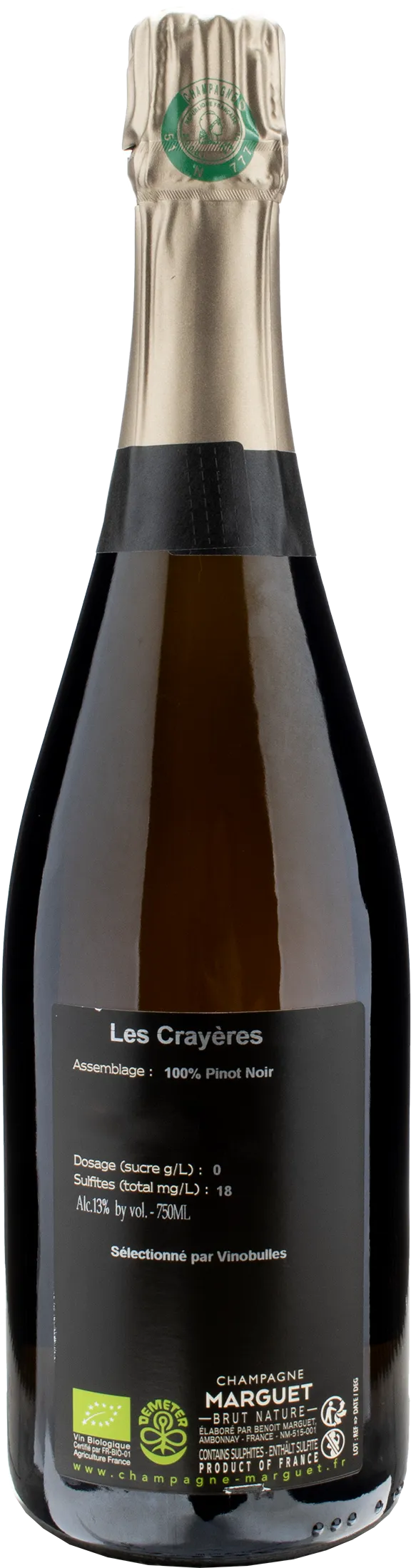 Marguet Champagne Grand Cru Les Crayeres Brut Nature Pinot Noir 2019