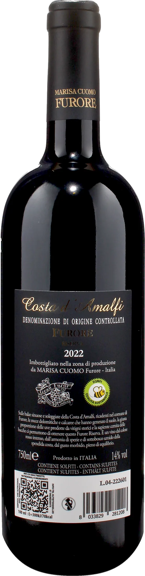 Marisa Cuomo Costa d'Amalfi Furore Rosso Riserva 2022