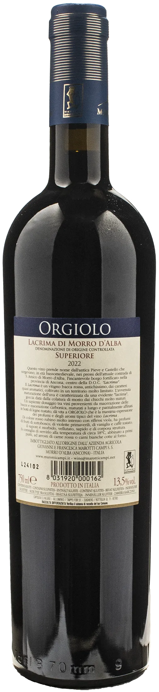 Marotti Campi Lacrima di Morro d'Alba Superiore Orgiolo 2022