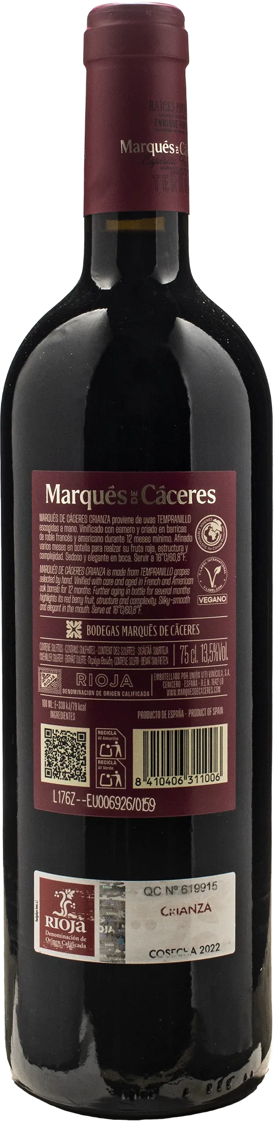 Marques de Caceres Rioja Crianza 2022
