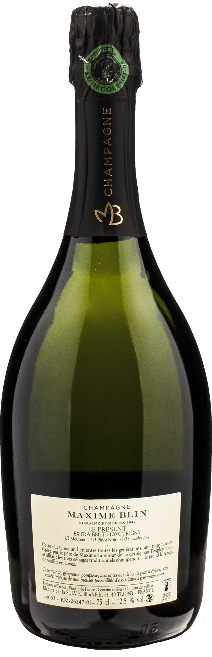 Maxime Blin Champagne Le present 3 Cepages Extra Brut