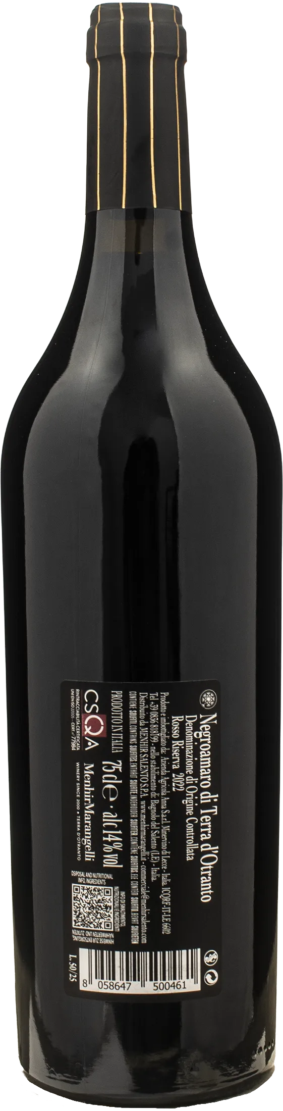 Menhir Negroamaro Terra d'Otranto Riserva Filo 2022