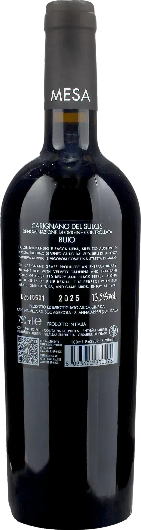 Mesa Carignano del Sulcis Buio 2025