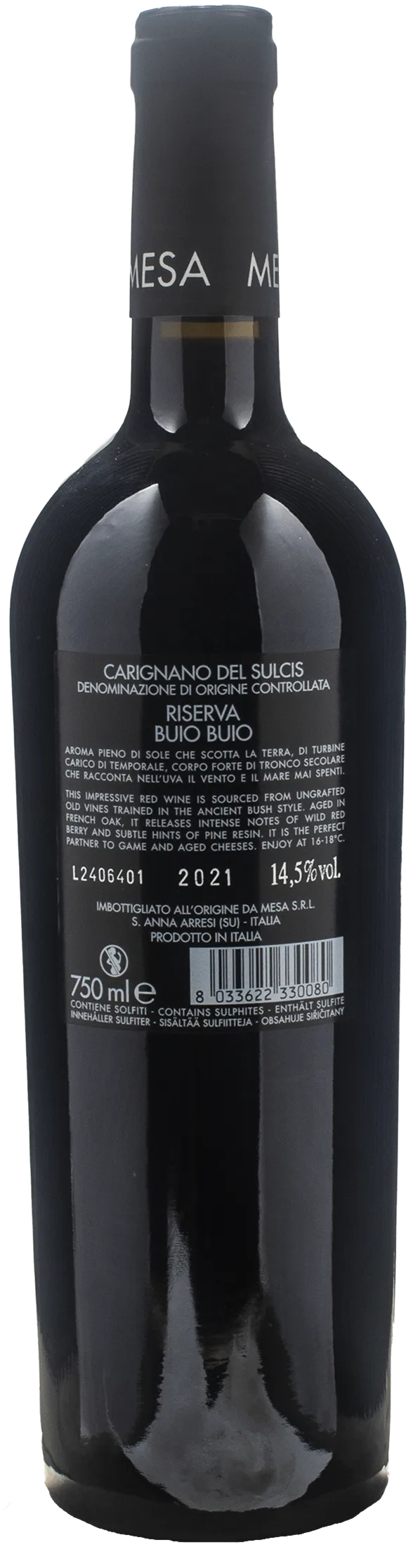 Mesa Carignano del Sulcis Buio Buio Riserva 2021