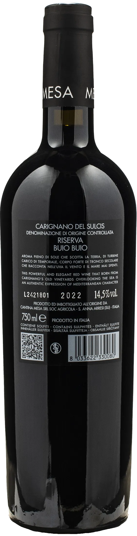 Mesa Carignano del Sulcis Riserva Buio Buio 2022