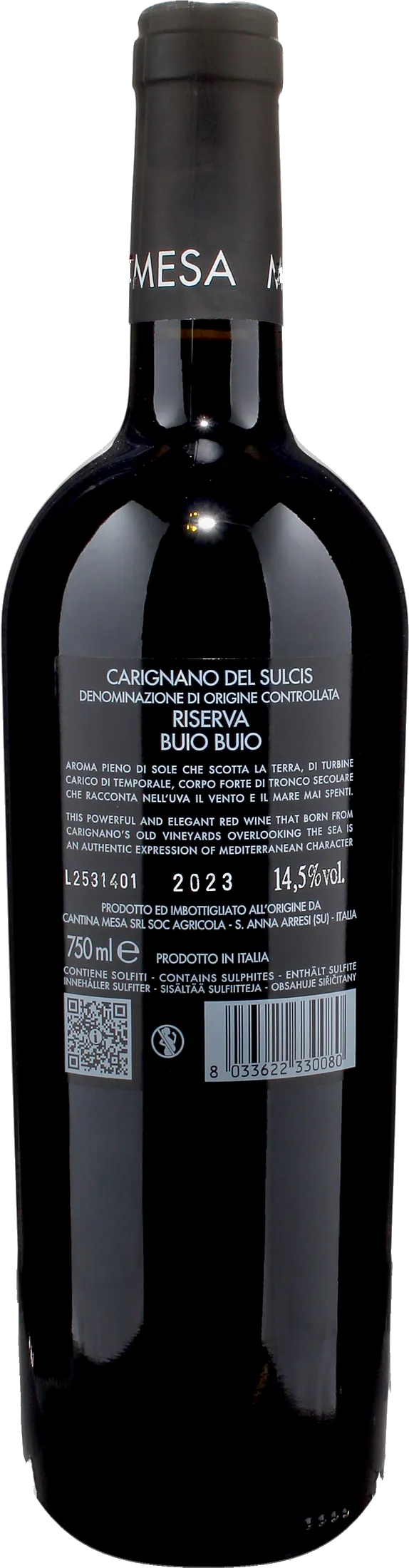 Mesa Carignano del Sulcis Riserva Buio Buio 2023