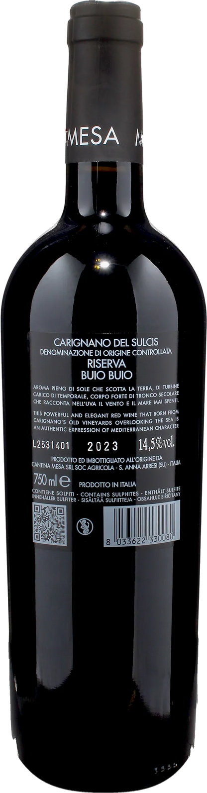 Mesa Carignano del Sulcis Riserva Buio Buio 2023