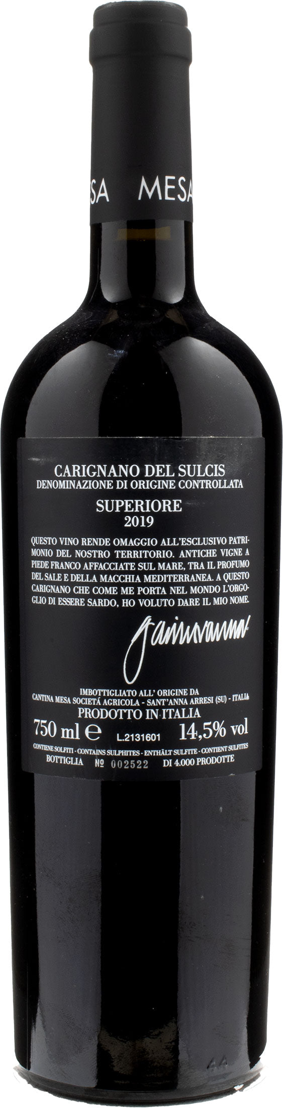 Mesa Carignano del Sulcis Superiore Gavino 2019