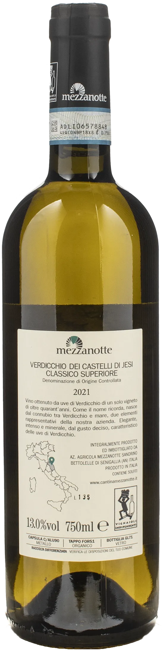 Mezzanotte Verdicchio dei Castelli di Jesi Classico Superiore Verdemare 2021