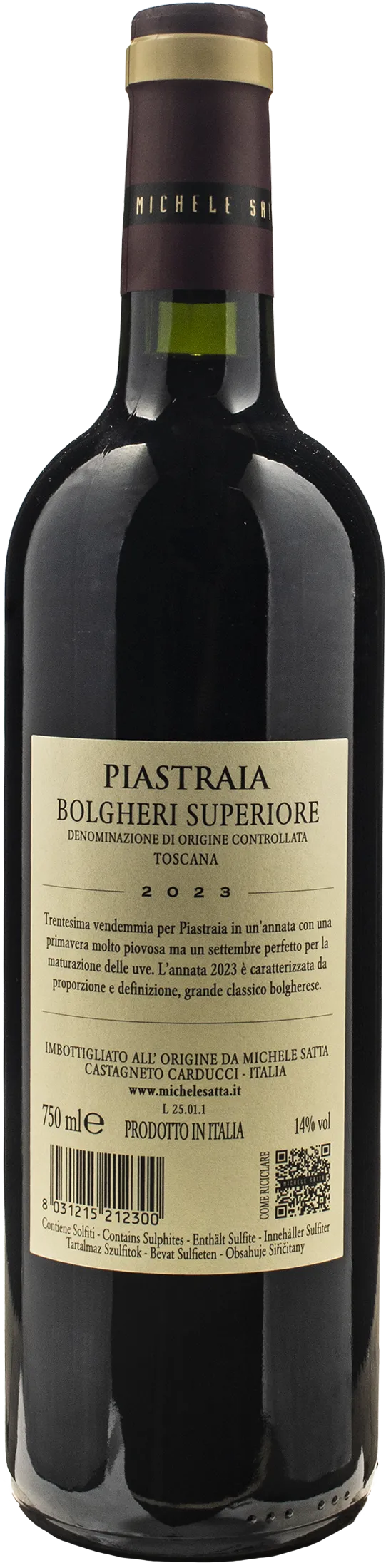 Michele Satta Bolgheri Superiore Piastraia 2023