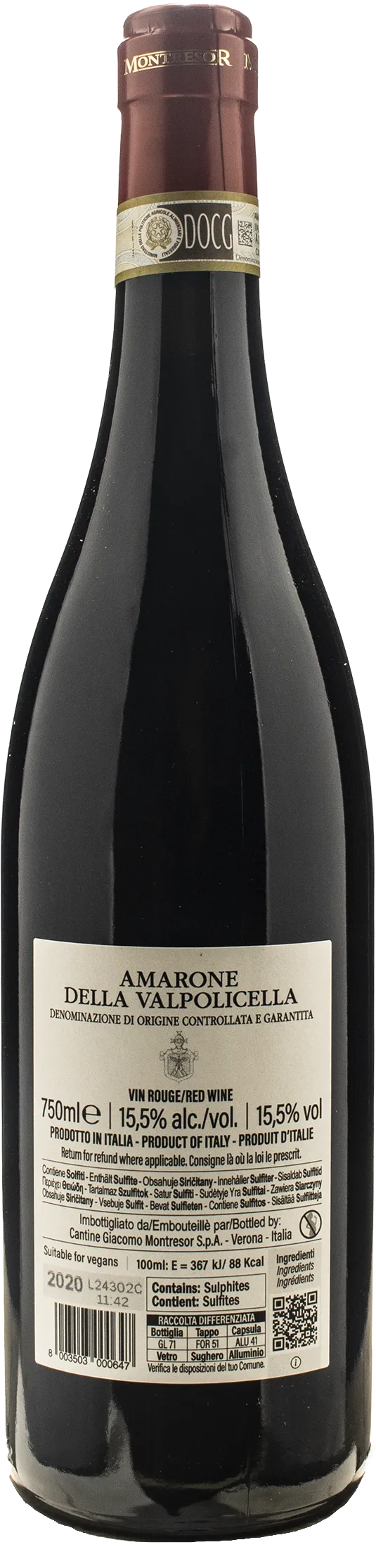 Montresor Amarone della Valpolicella Cantina Privata del Fondatore 2020