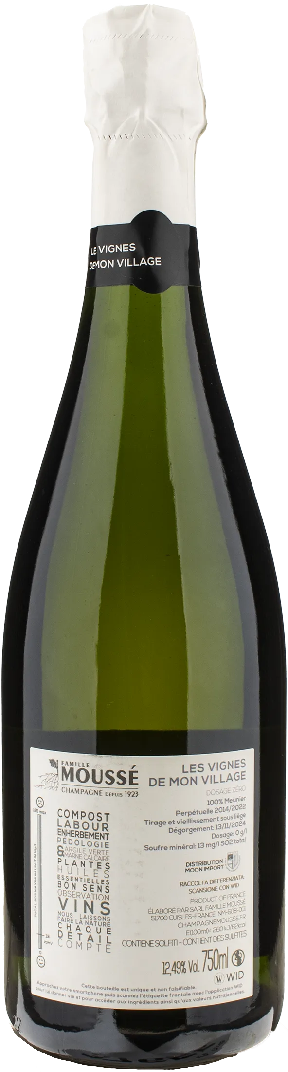 Mousse Fils Champagne Zero Dosage Les Vignes de Mon Village
