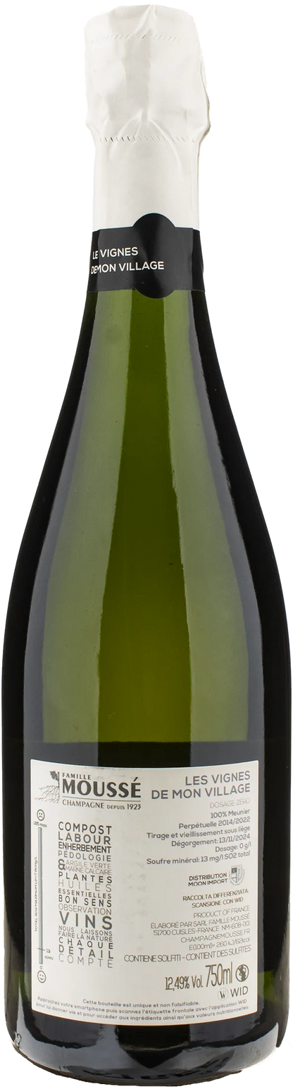 Mousse Fils Champagne Zero Dosage Les Vignes de Mon Village