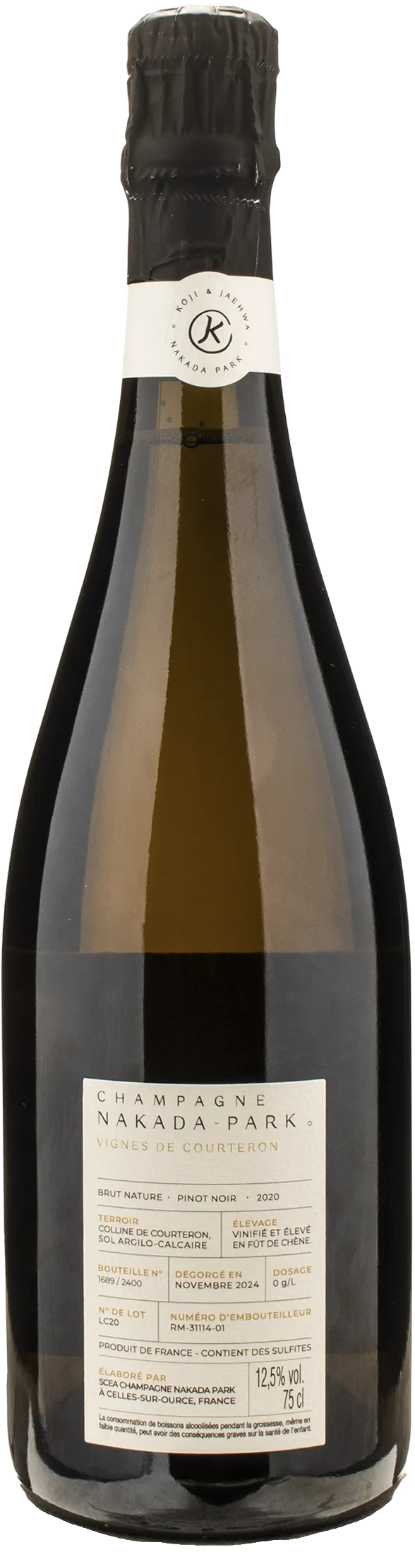Nakada Park Champagne Blanc de Noir Brut Nature Vignes de Courteron 2020