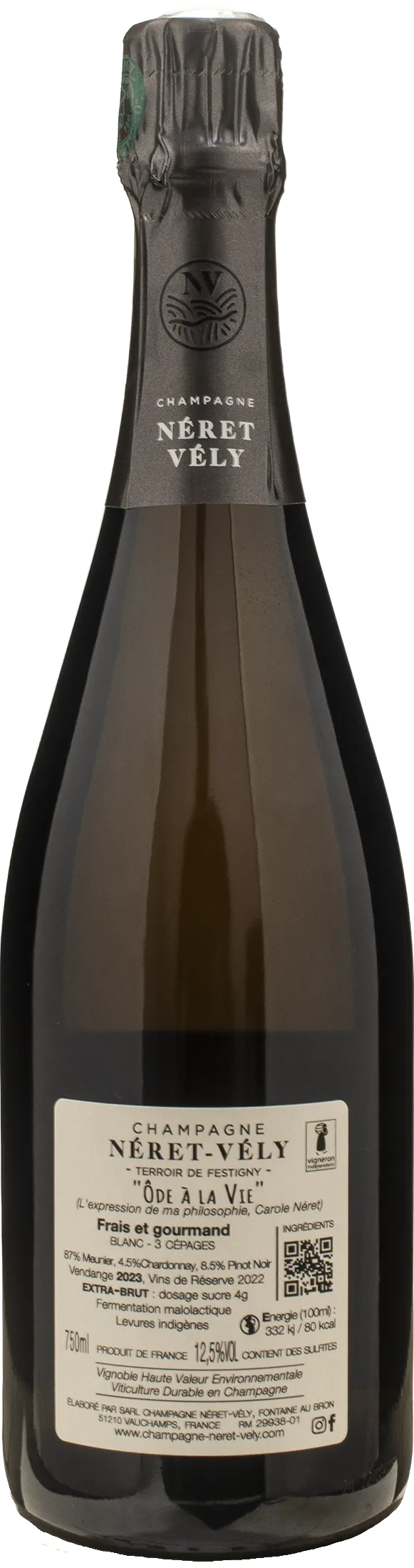 Neret Vely Champagne Blanc de Noirs Ode a la Vie Extra Brut