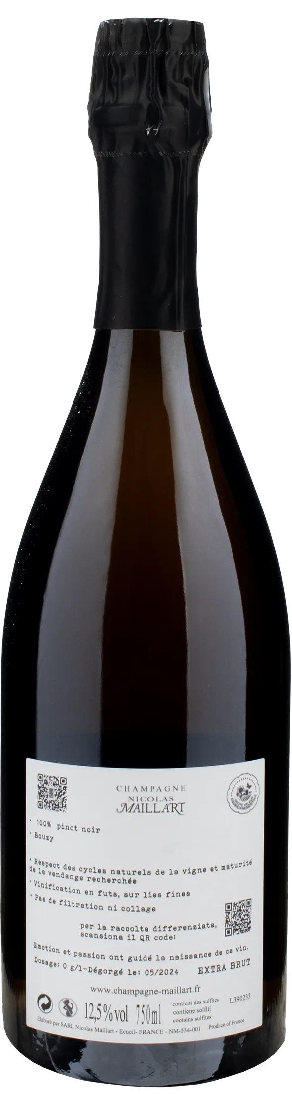 Nicolas Maillart Champagne Grand Cru Pinot Noir Bouzy Jolivettes Extra Brut 2020
