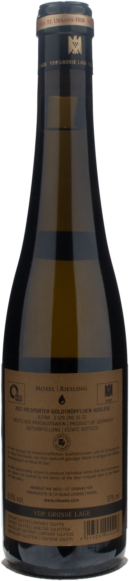 Nik Weis Mosel Riesling Piesporter GoldTropfchen Auslese 0.375L 2021