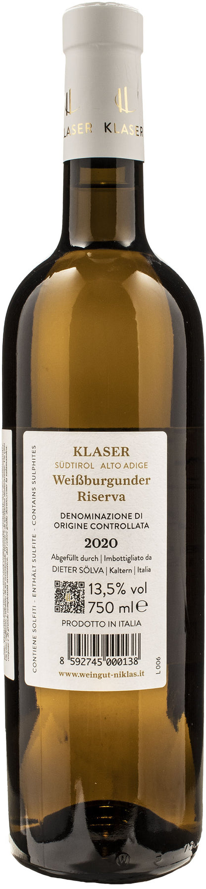 Niklas Pinot Bianco Klaser Salamander Riserva 2020