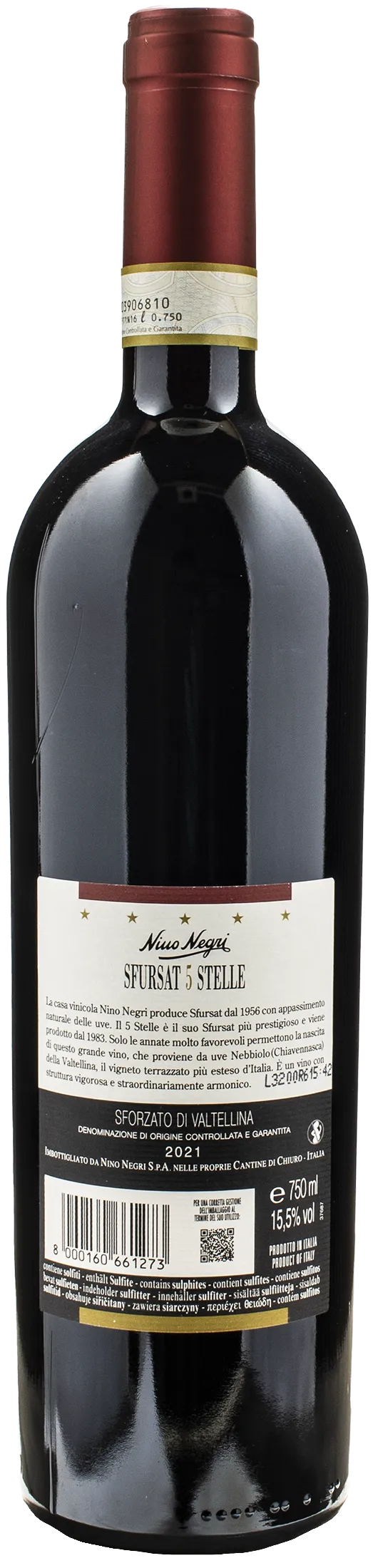 Nino Negri Valtellina Sfursat Cinquestelle 2021