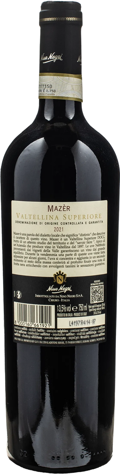 Nino Negri Valtellina Superiore Nebbiolo Mazer 2021