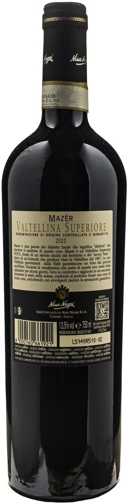 Nino Negri Valtellina Superiore Nebbiolo Mazer 2022