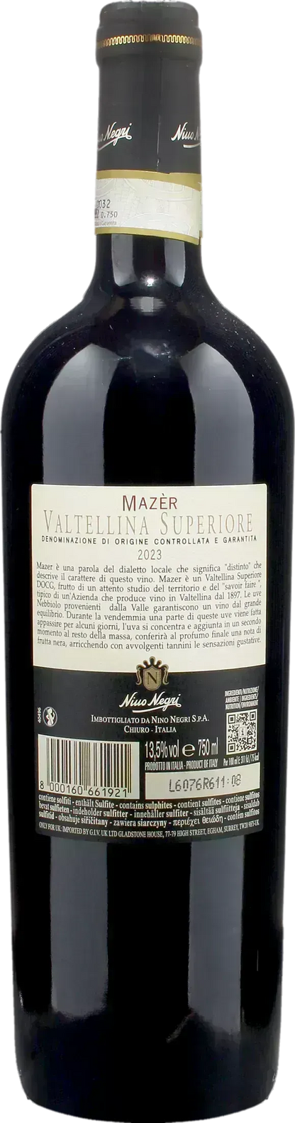 Nino Negri Valtellina Superiore Nebbiolo Mazer 2023