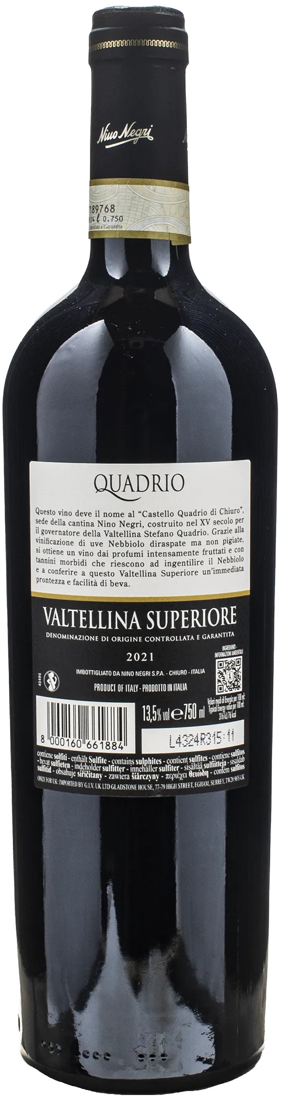 Nino Negri Valtellina Superiore Nebbiolo Quadrio 2021